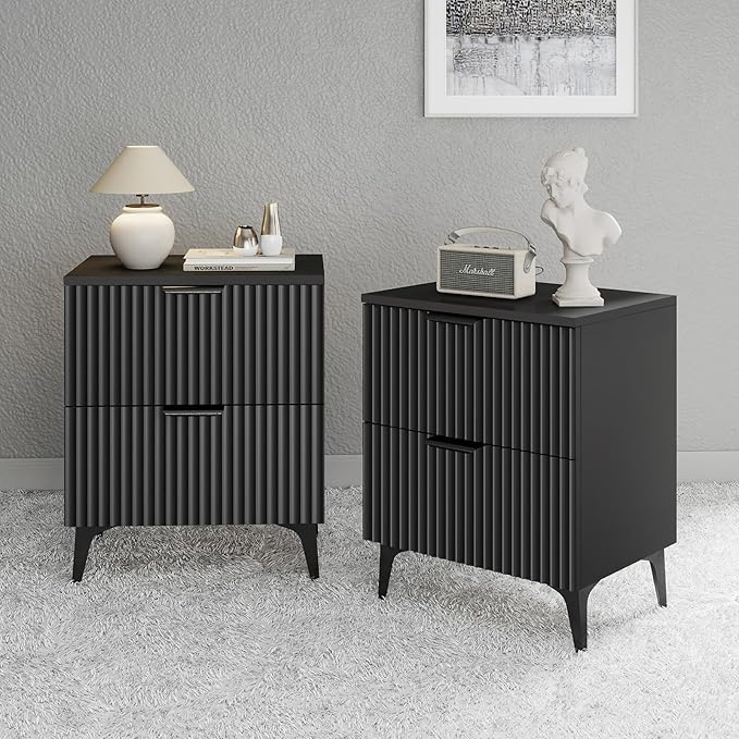 Fluted 2-Drawer Nightstand Set