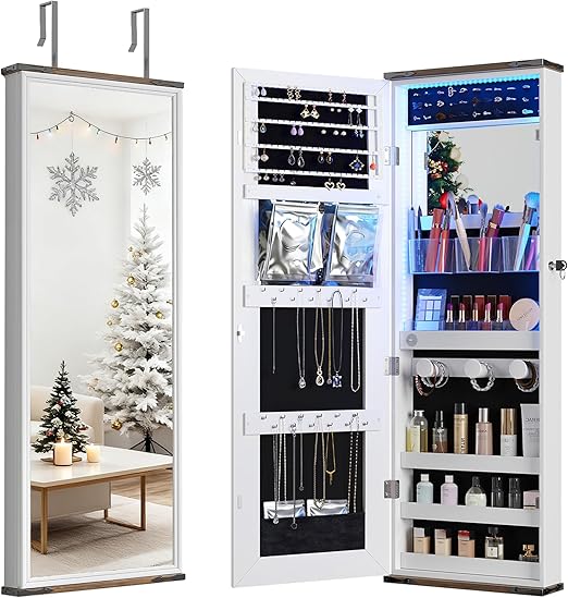 Over the Door Jewelry Organizer with Full Length Mirror