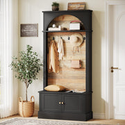 Hall Tree with Storage Bench - 4-in-1 Entryway Organizer with Coat Rack