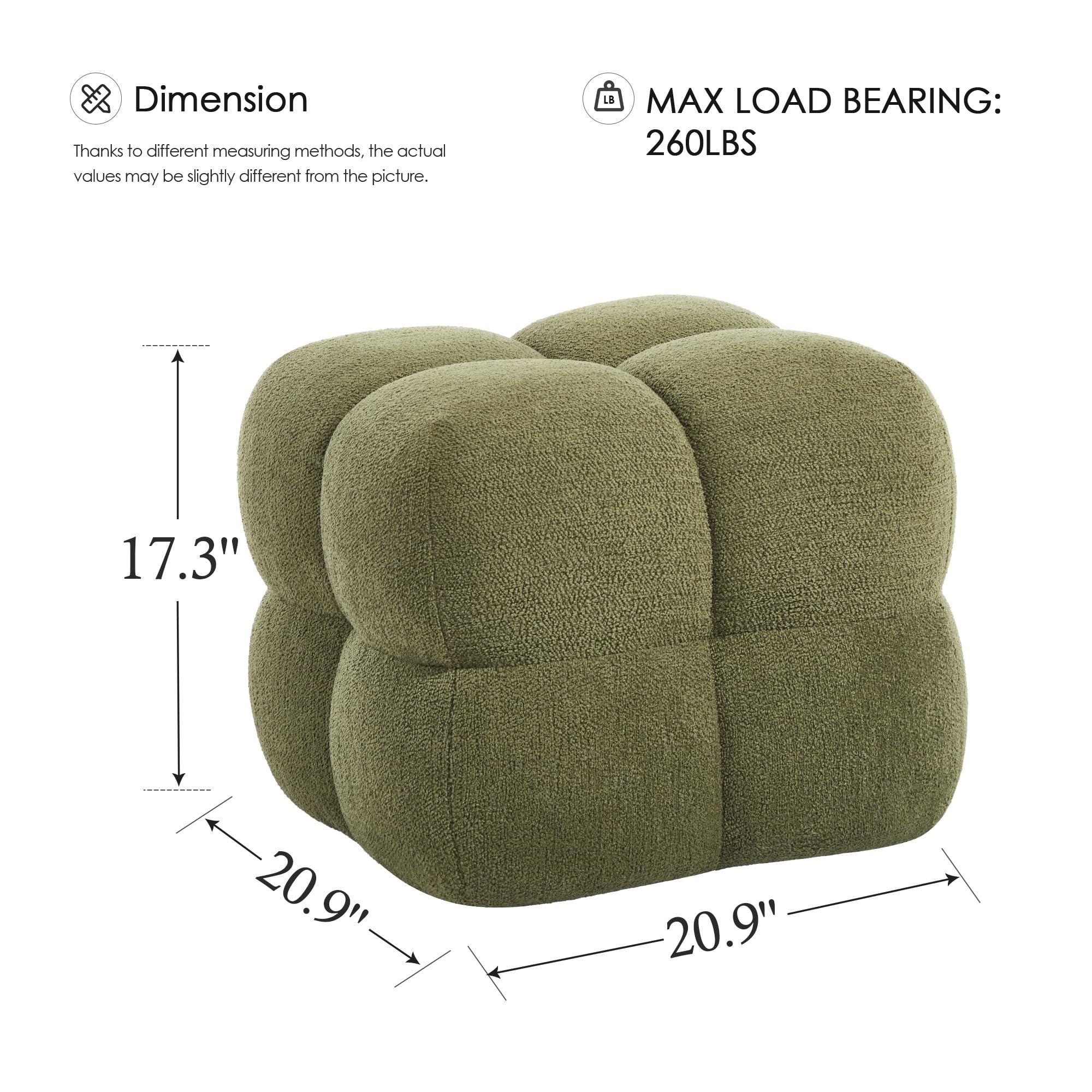 Square Pouf Ottoman Footstool