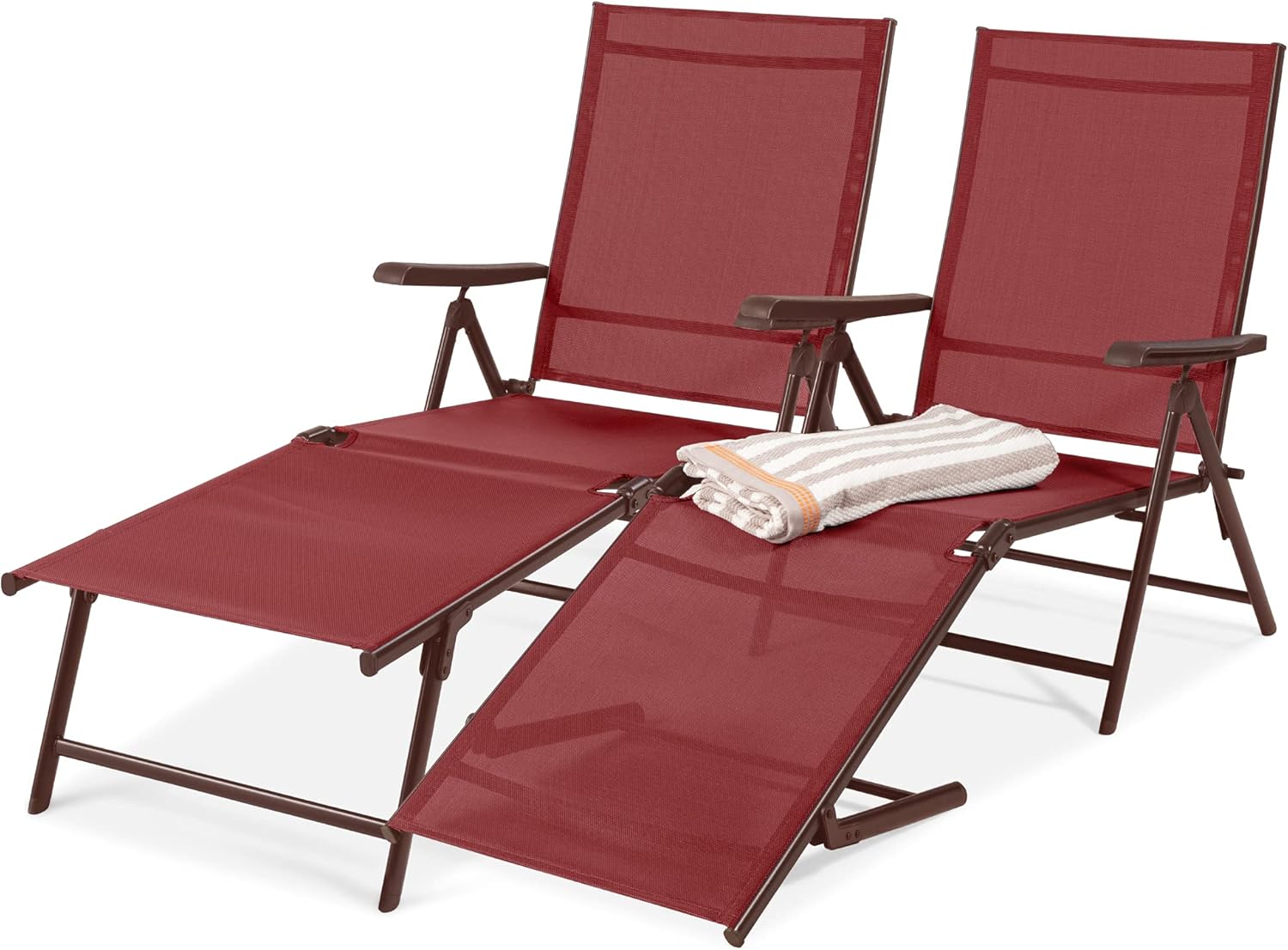 Adjustable Outdoor Patio Chaise Lounge Chairs Set of 2