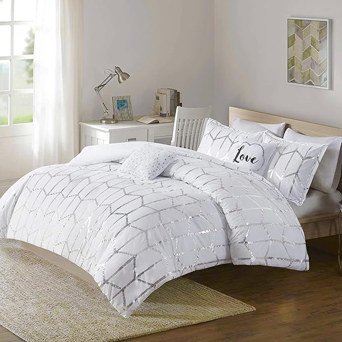 Geometric Metallic Comforter Set Full/Queen