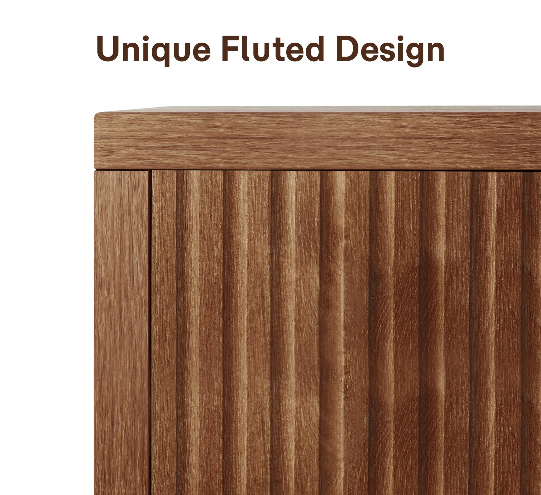 Fluted Sideboard Buffet Cabinet with Adjustable Shelves
