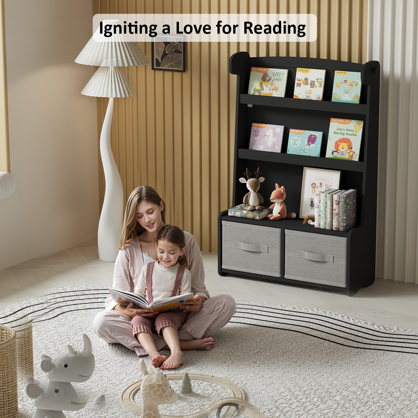 Giraffe Kids Bookshelf and Toy Storage Organizer