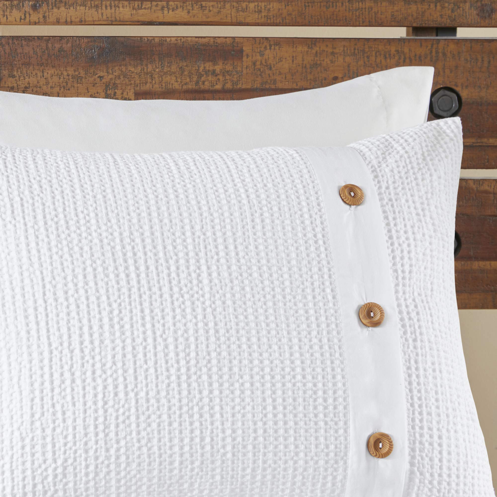 Cotton Waffle Weave Comforter Set King 3 Piece White