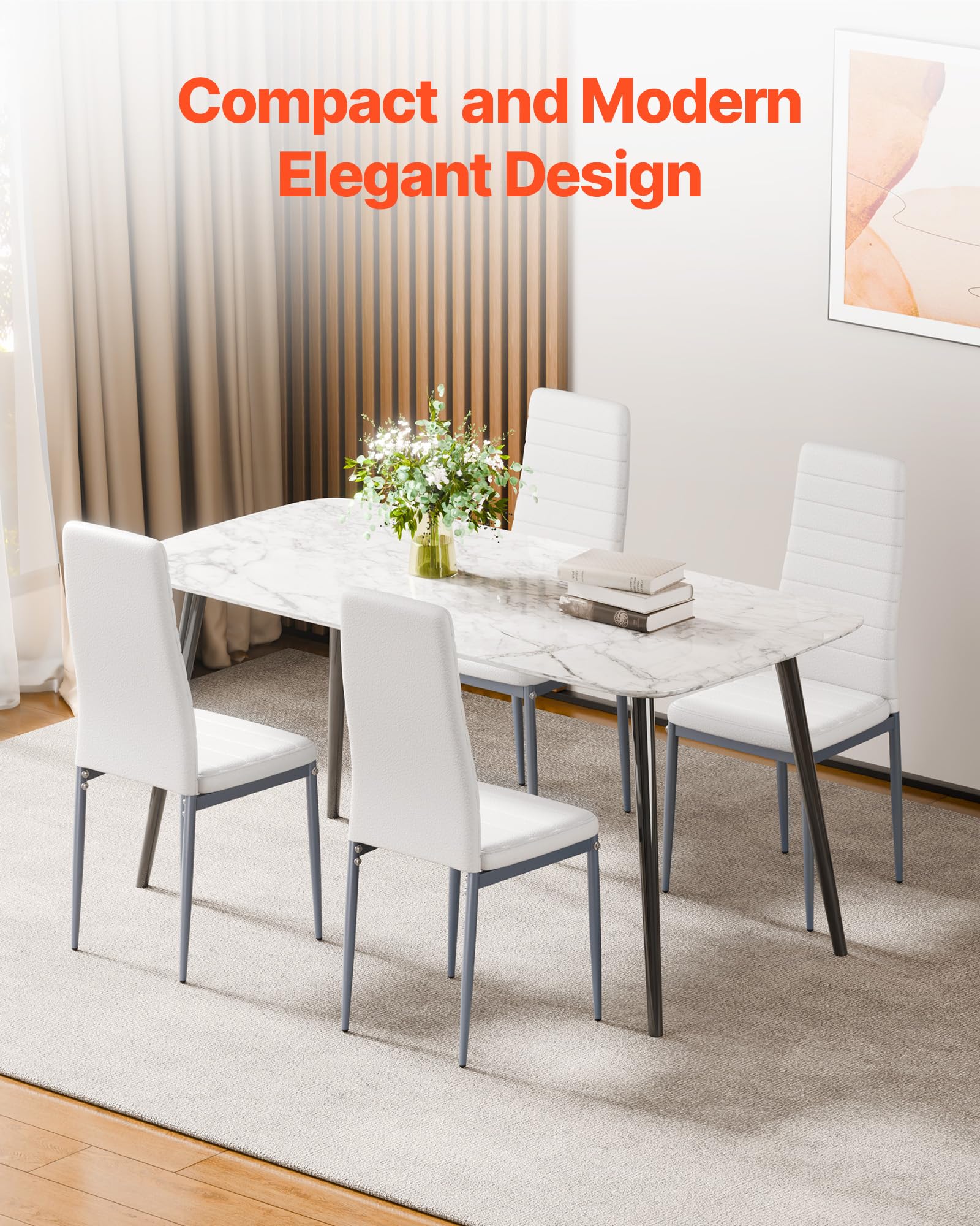 Upholstered Dining Chairs Set of 6 with Metal Legs