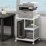 3-Tier Rolling Printer Stand with Storage Shelf and Wheels
