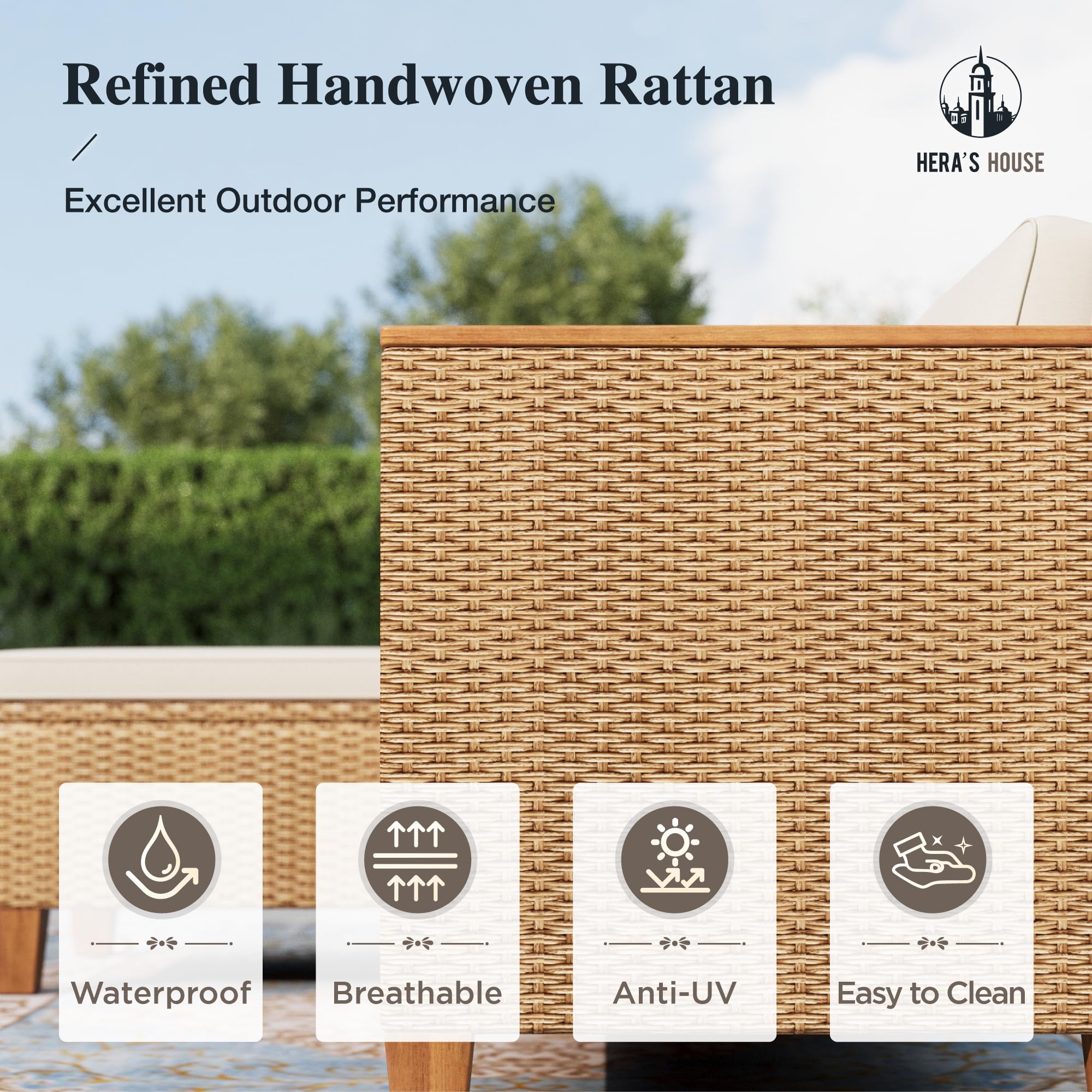 3-Piece Wicker Patio Sectional Set with Coffee Table