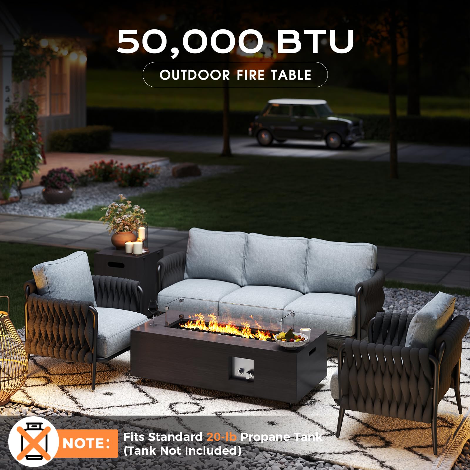 42" Propane Fire Pit Table with Tank Holder