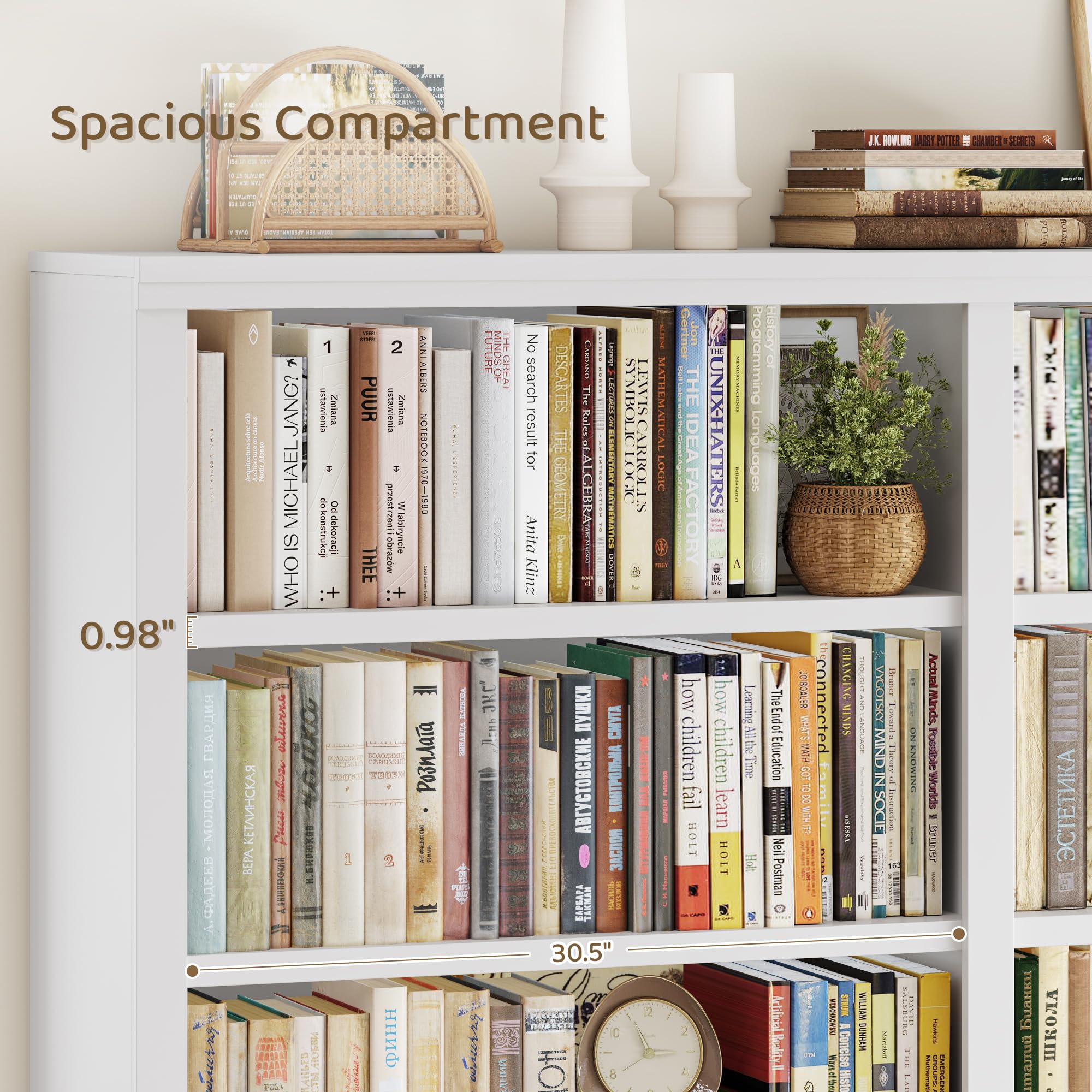 Large White Bookshelf with 12 Shelves