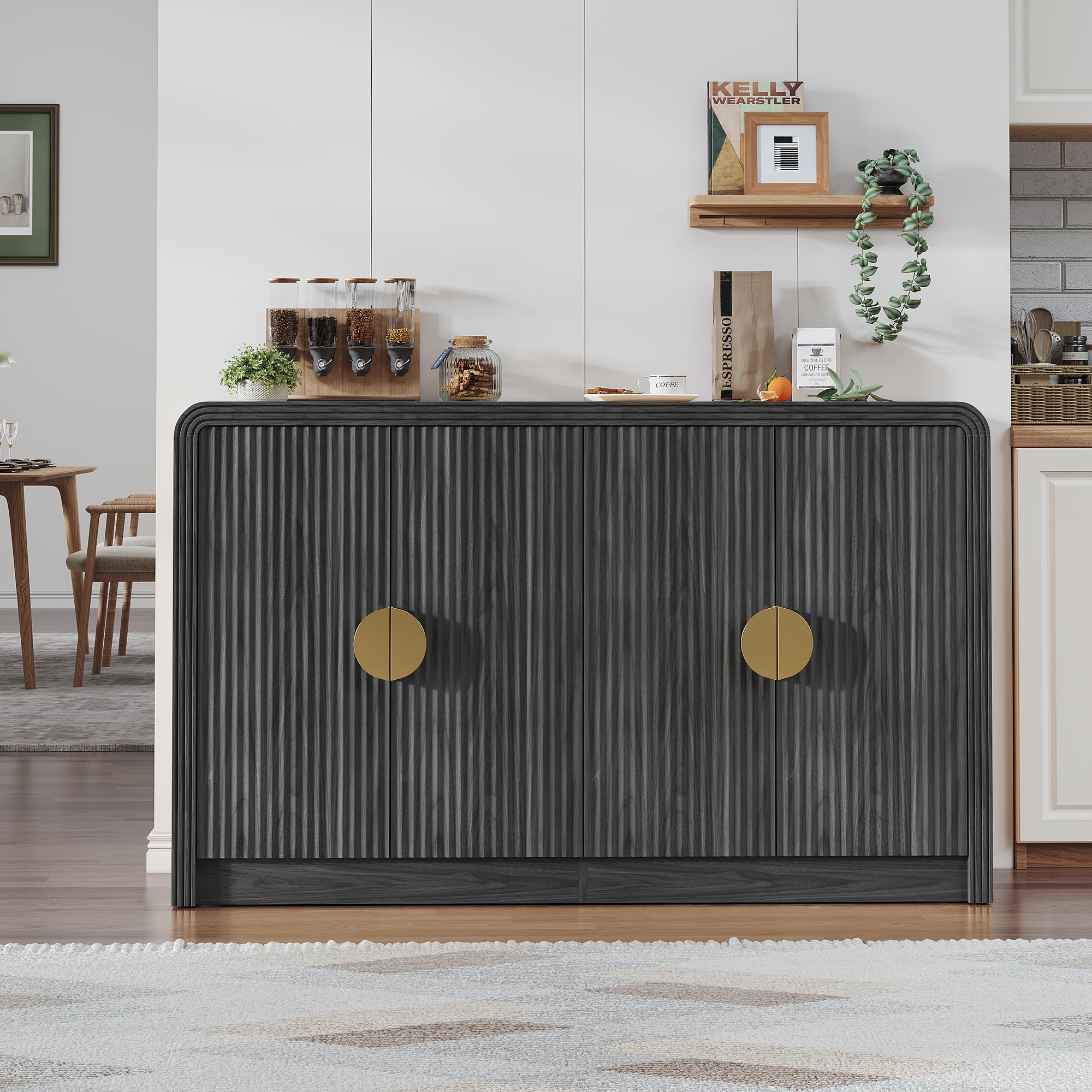 Buffet Sideboard Cabinet with Wavy Grain Doors