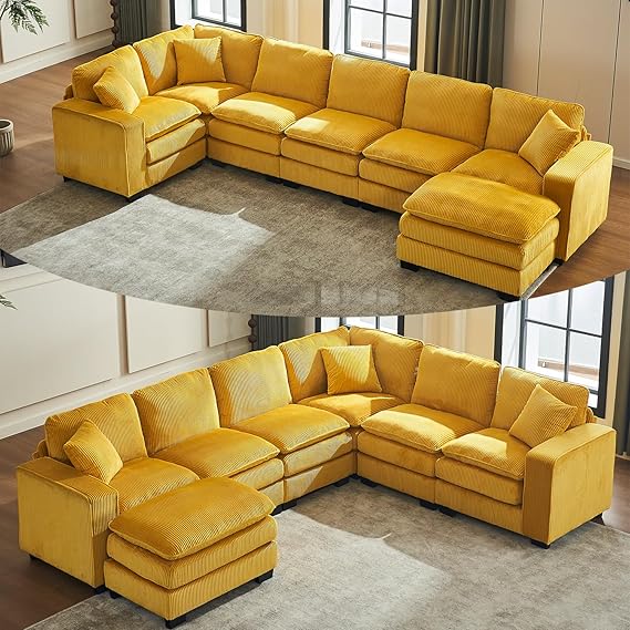 Large Modular Sectional Sofa 6-Seat with Ottoman