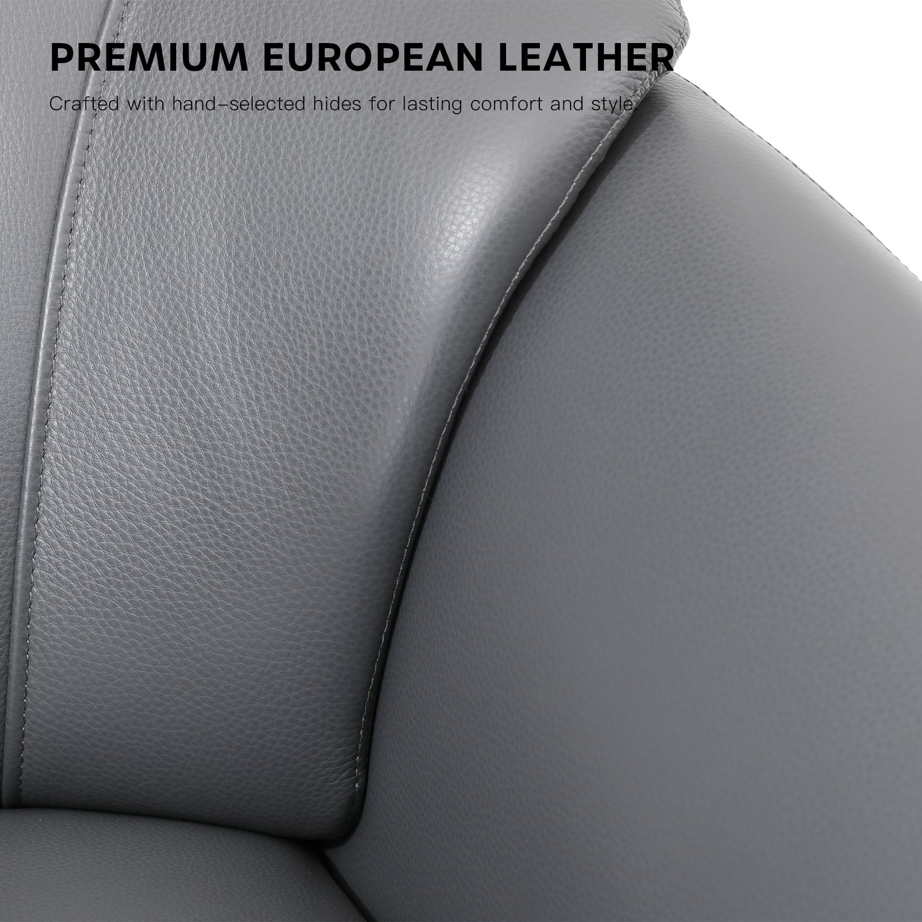 Genuine Leather Reclining Swivel Chair with Ottoman