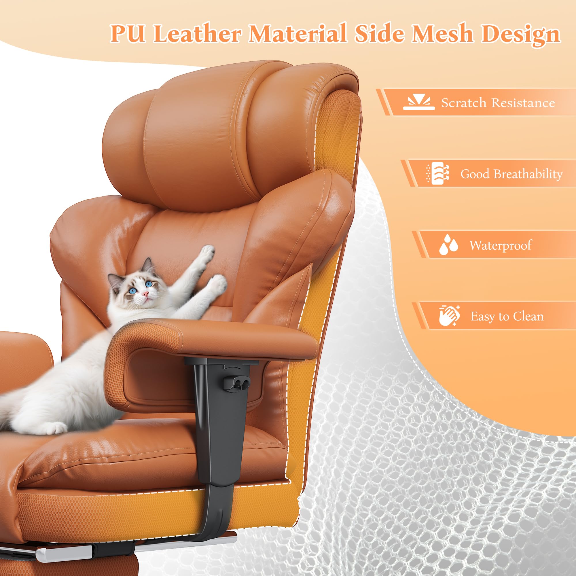 Ergonomic Executive Office Chair with Footrest