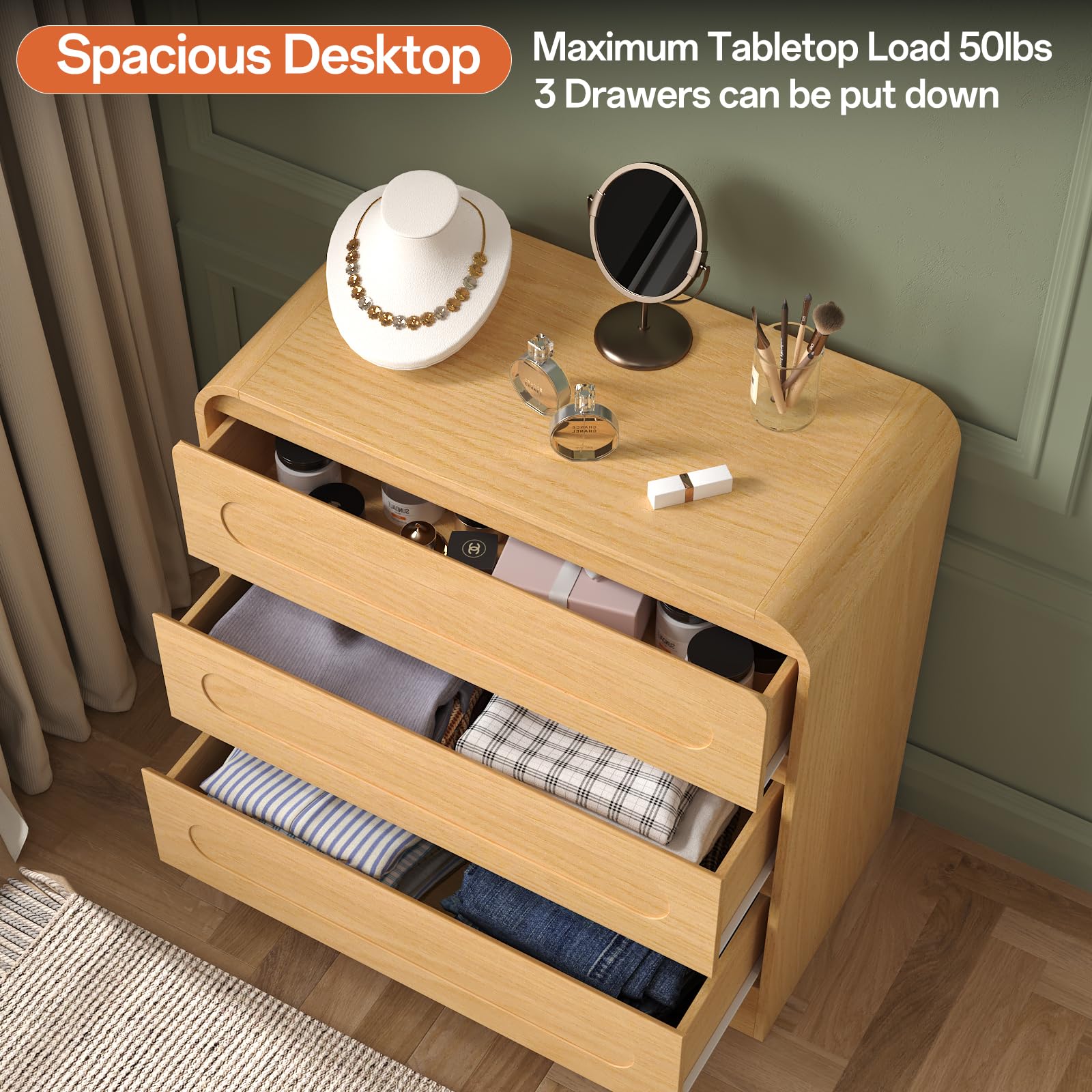 3 Drawer Dresser with Pre-Installed Slides