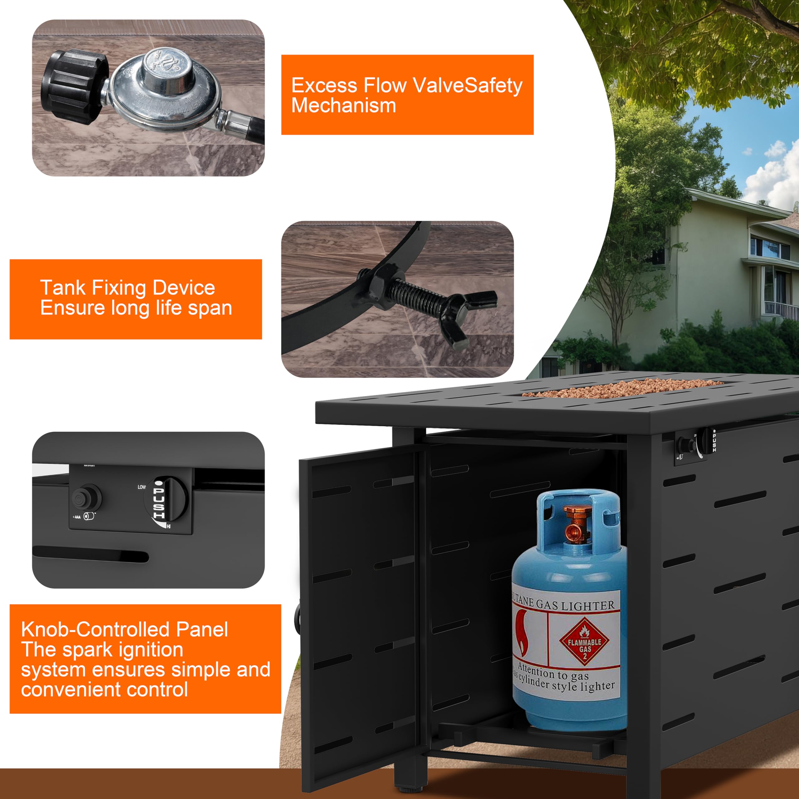 43 Inch Outdoor Propane Fire Pit Table