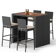 5-Piece Outdoor Bar Set with Acacia Wood Table