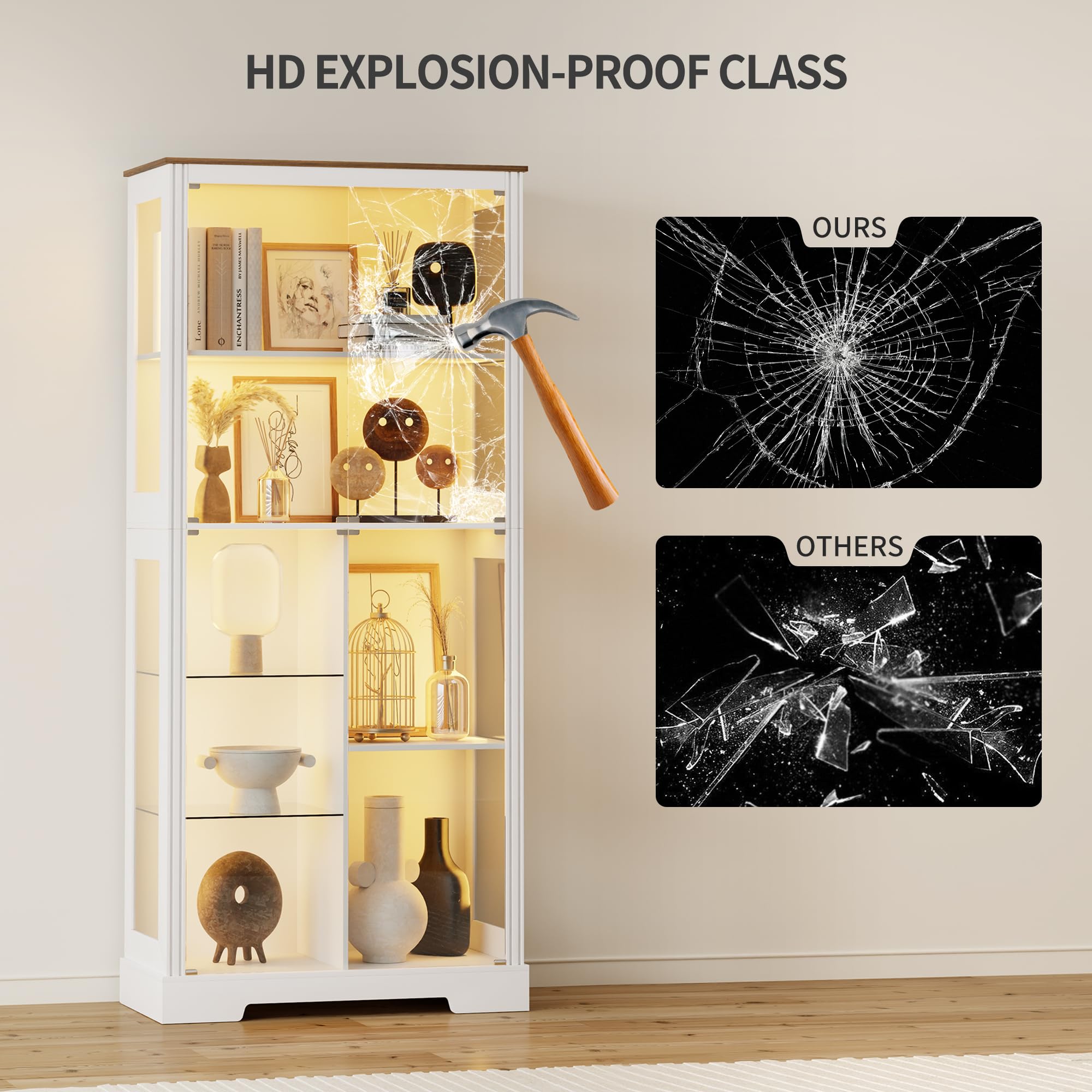 71" Tall Display Curio Cabinet with Glass Doors