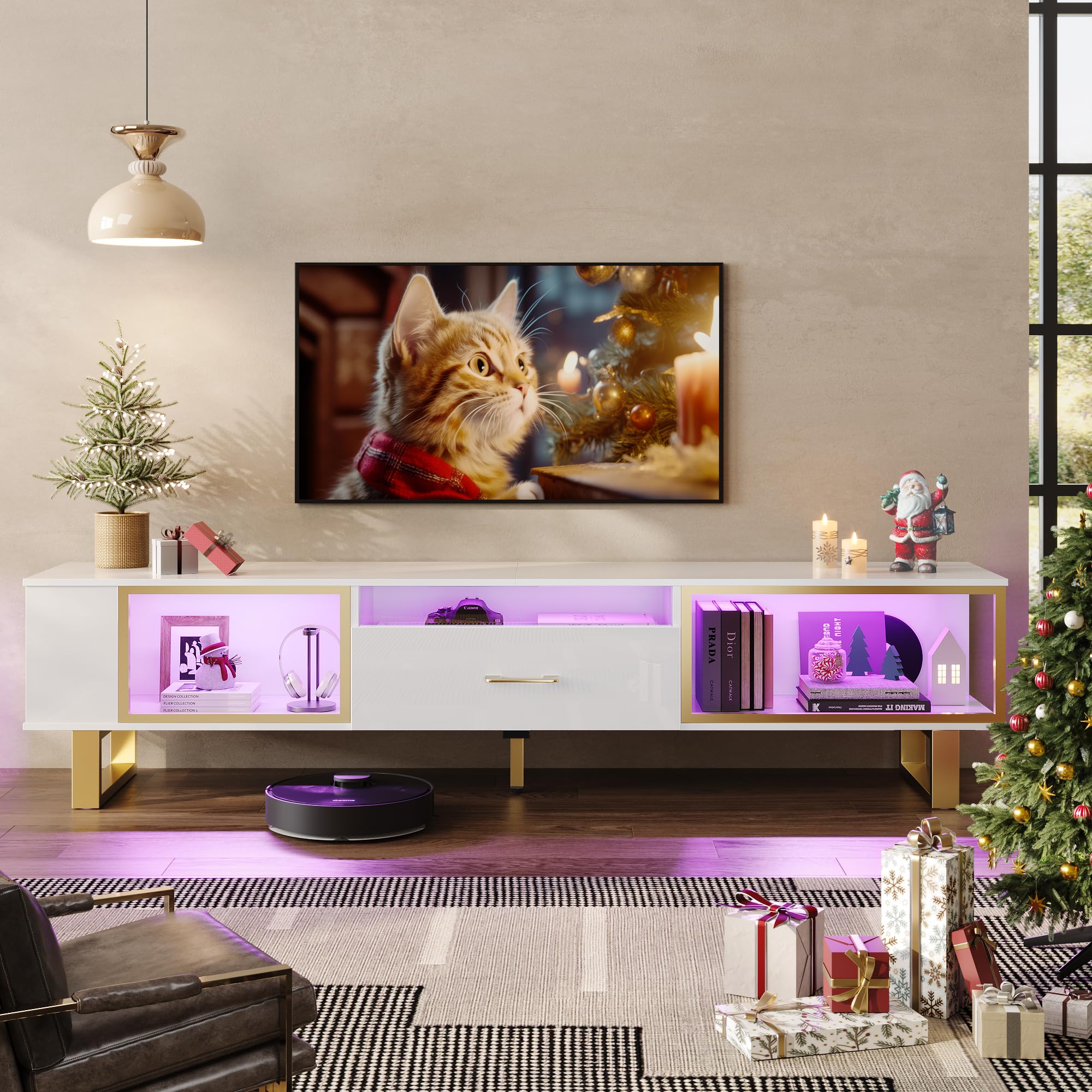 80 Inch LED TV Stand with Remote Control Lights