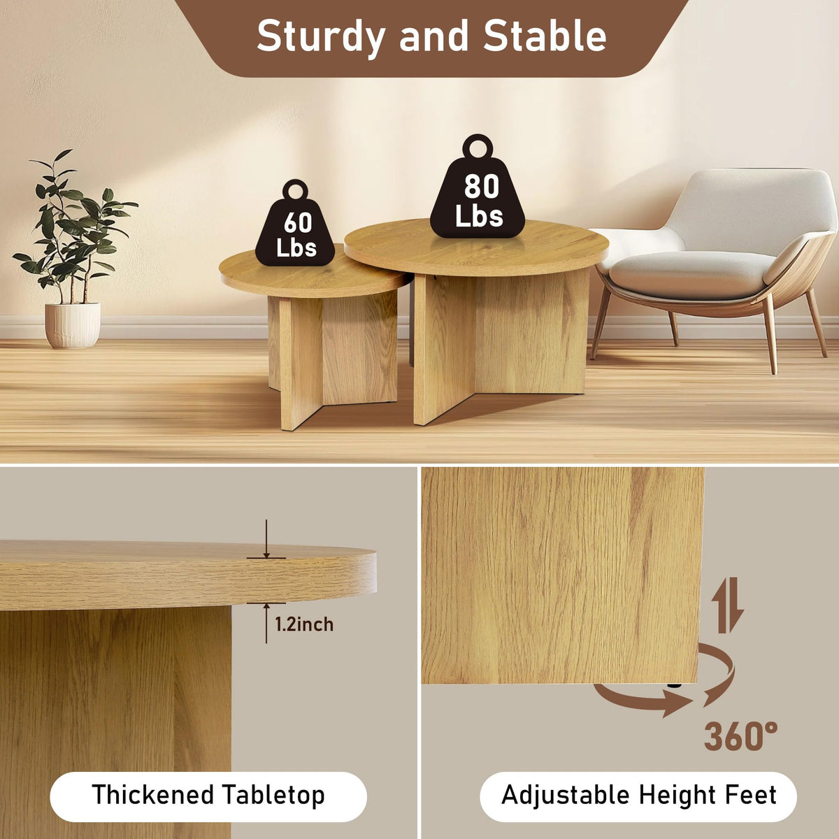 Round Nesting Coffee Tables Set of 2