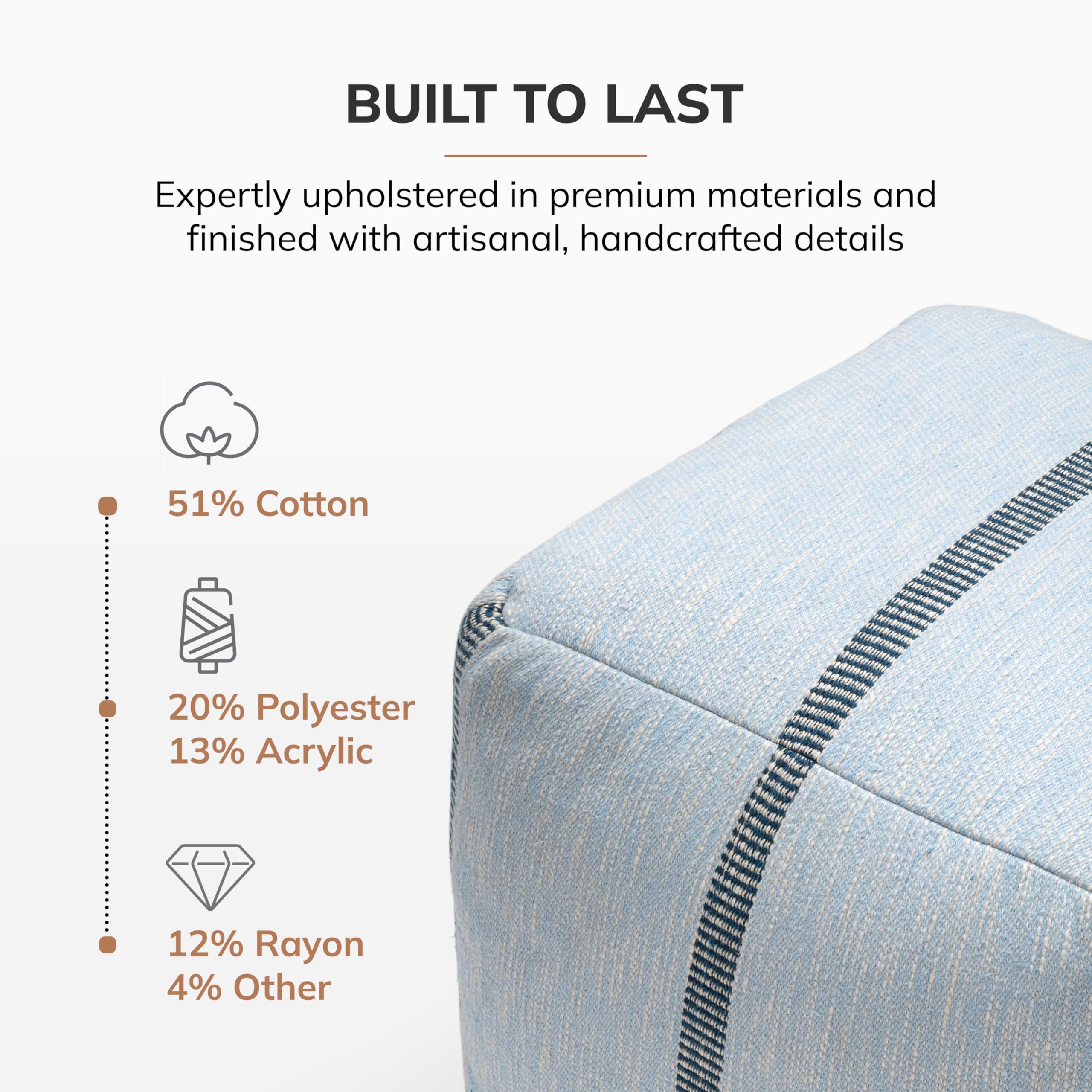 Handmade Pouf Ottoman Footrest - 20" x 20" x 20" - Omphalodes