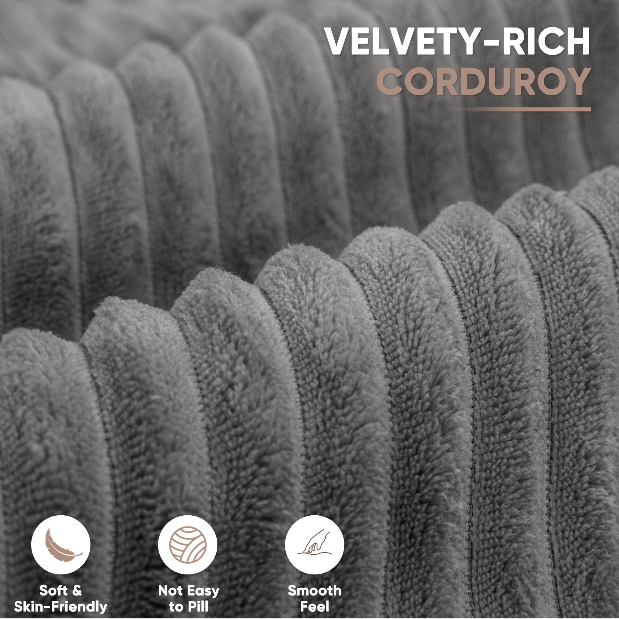 Homall 108" Modular Sectional Sofa, Boneless Couch with L-Shape Chaise, Cloud Couch with Deep Seat Upholstered, No Assembly Required for Living Room, Bedroom (Corduroy, Grey)