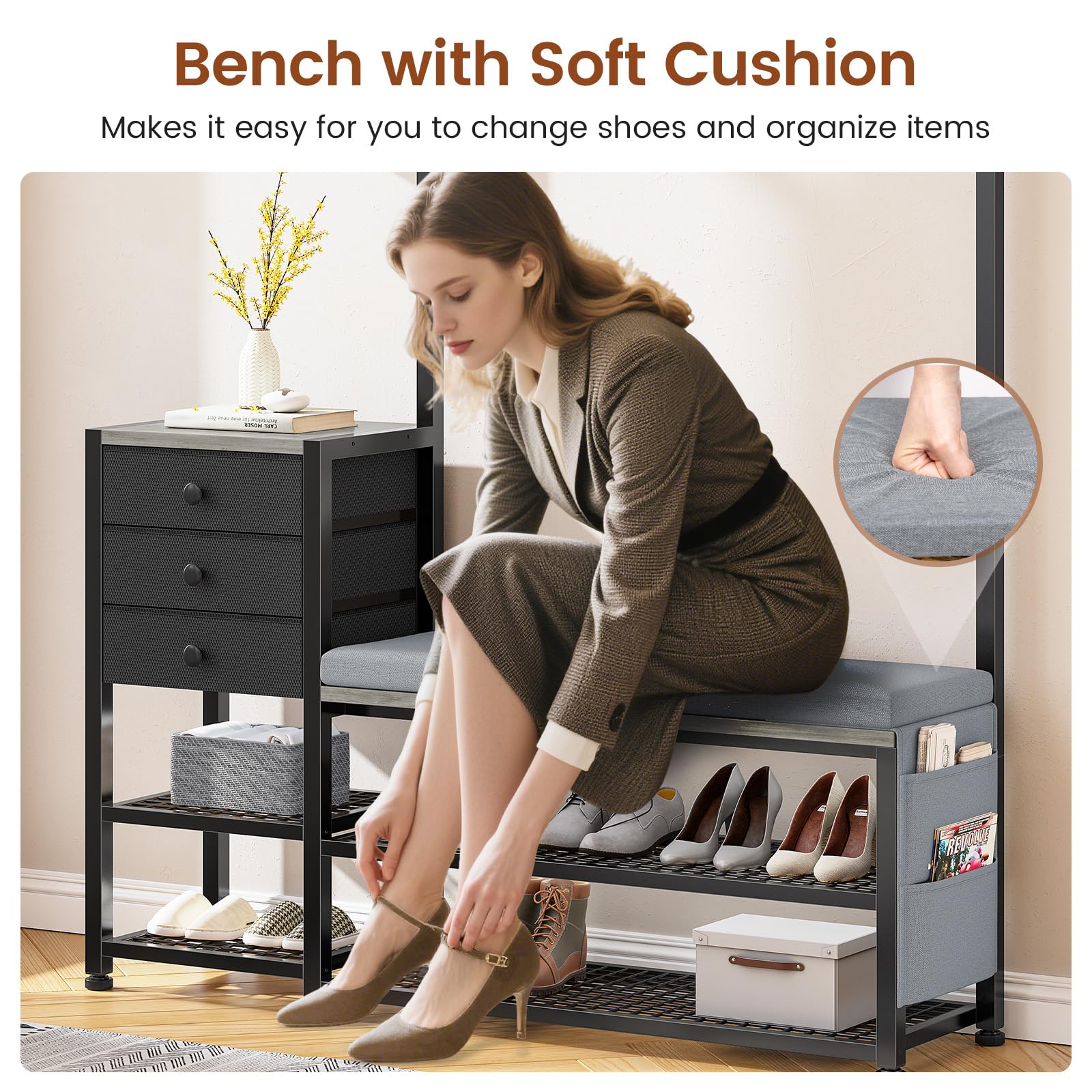 Hall Tree with Bench and Shoe Storage