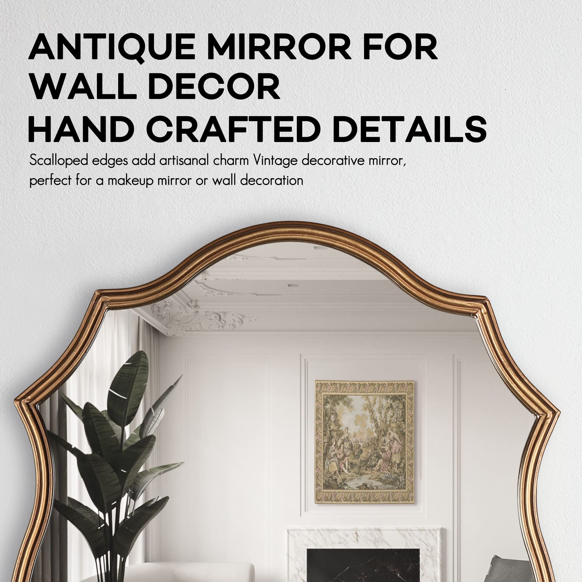 Vintage Gold Wall Mirror 20x30 Octagonal Metal Frame