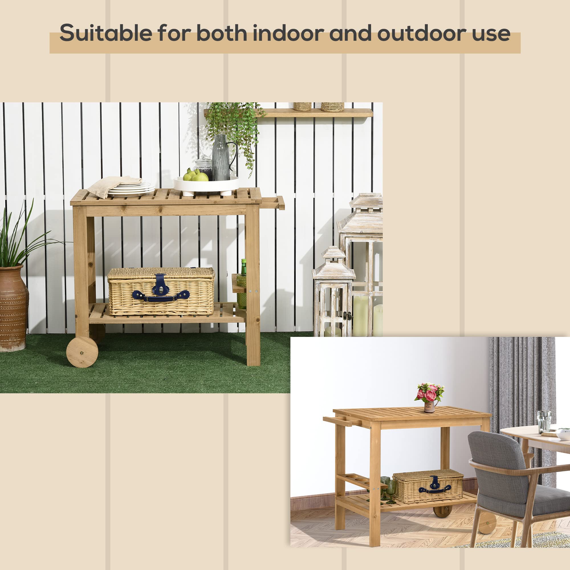 Outdoor Bar Cart with Wine Holders
