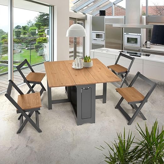 Santos Butterfly Dining Set with 4 Foldable Chairs