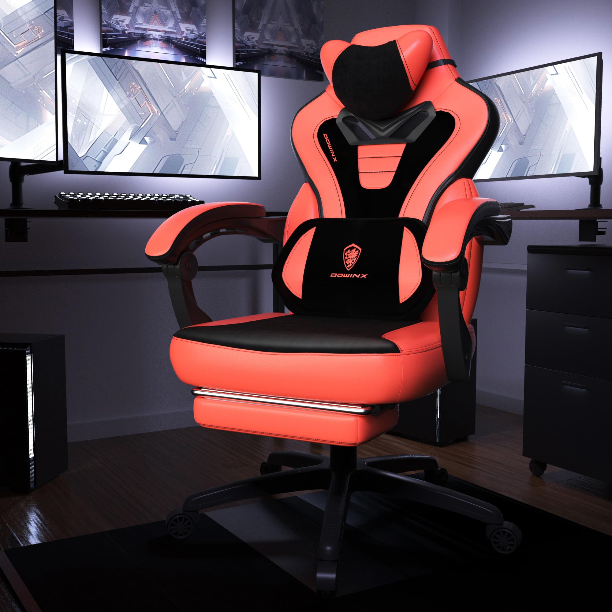 Gaming Chair with Footrest and Massage