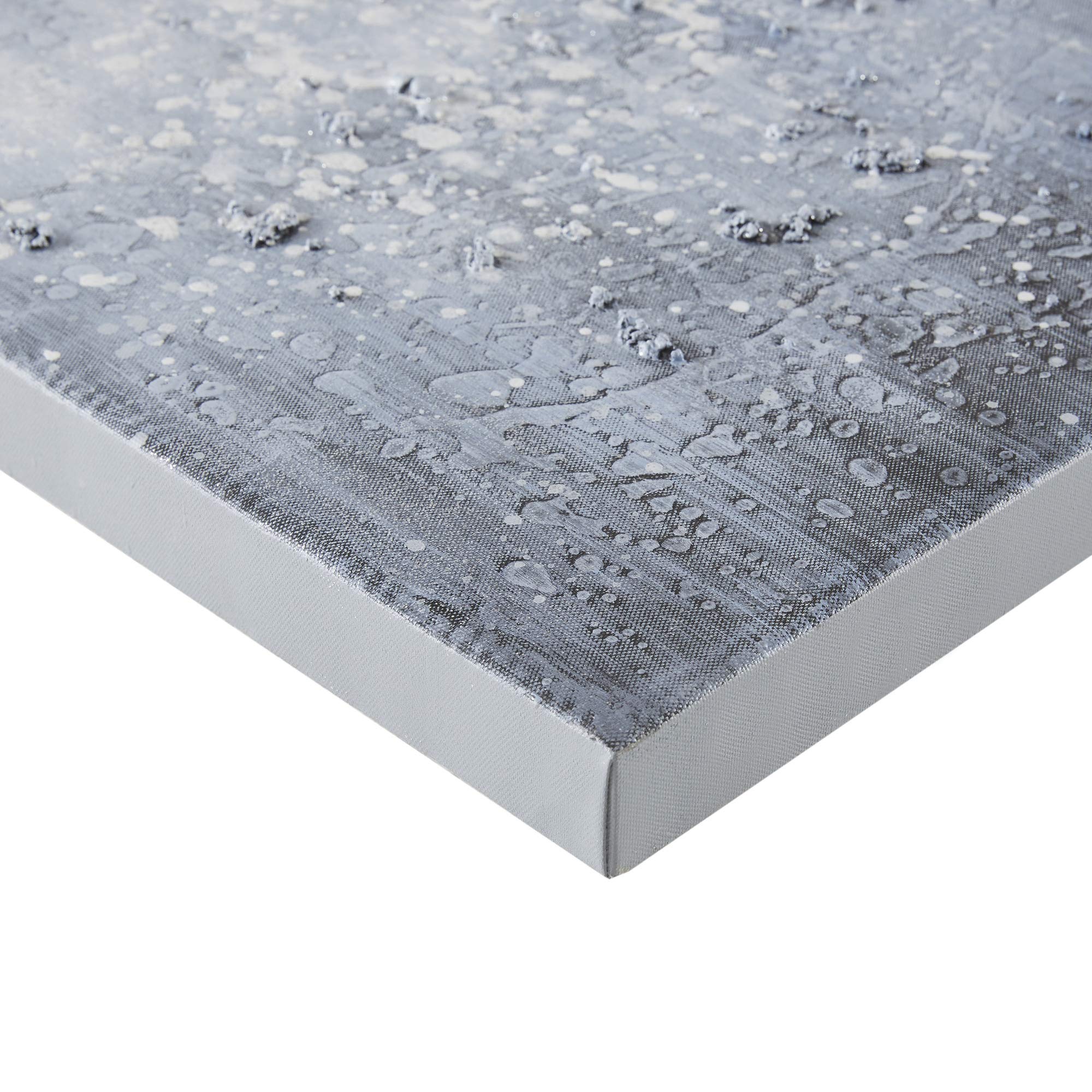 Abstract Canvas Wall Art 2 Piece Set - Winter Glaze Blue White Textured Glitter