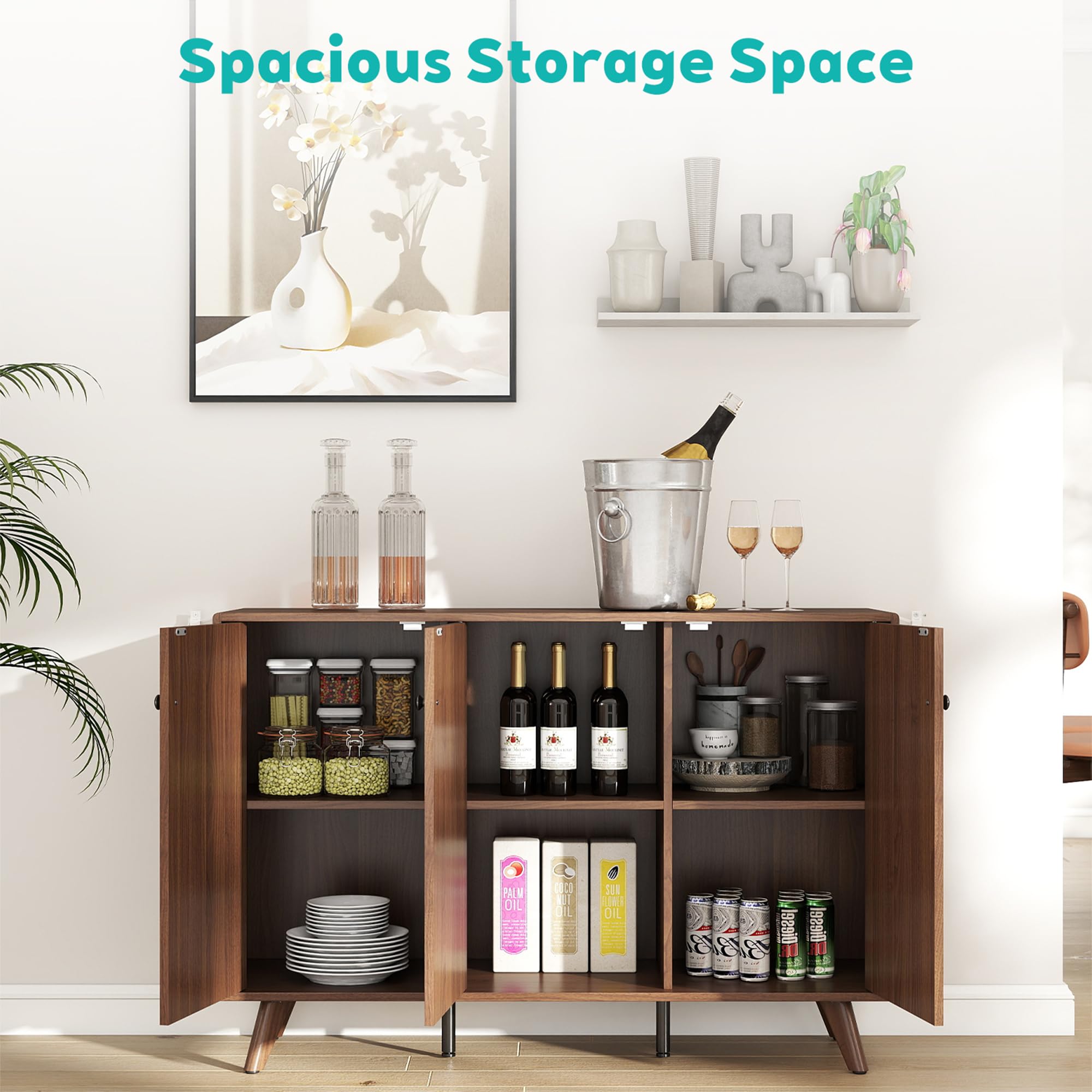 Fluted Buffet Sideboard Cabinet with Storage