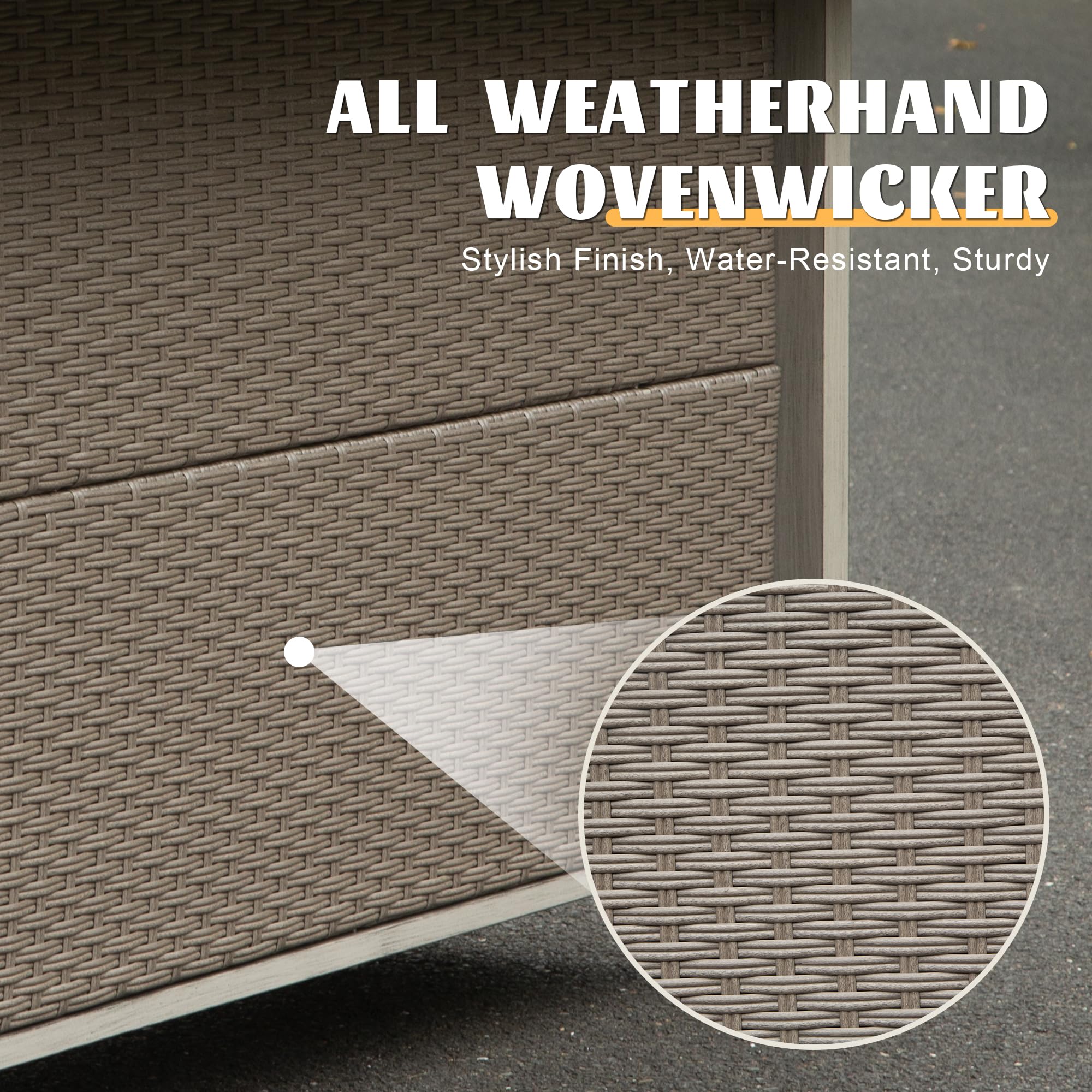 Modern Wicker Outdoor Bar Table with Aluminum Frame