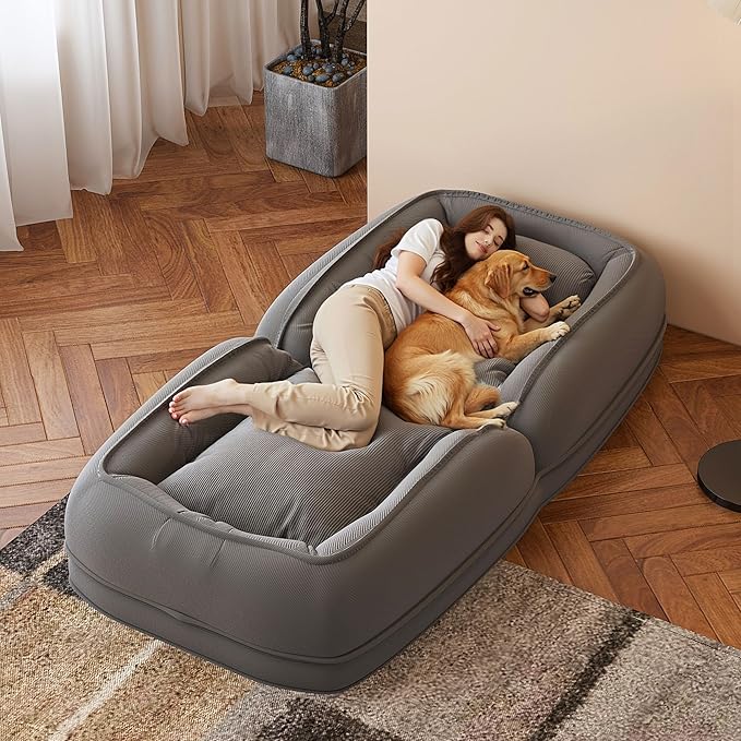 Upholstered Human Dog Bed for Adults with 5 Adjustable Positions