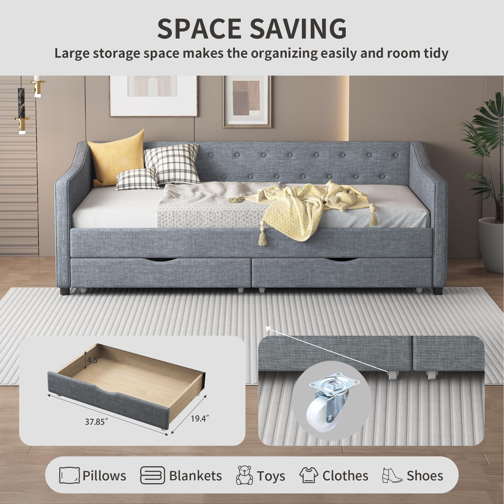 Twin Size Daybed with Storage Drawers