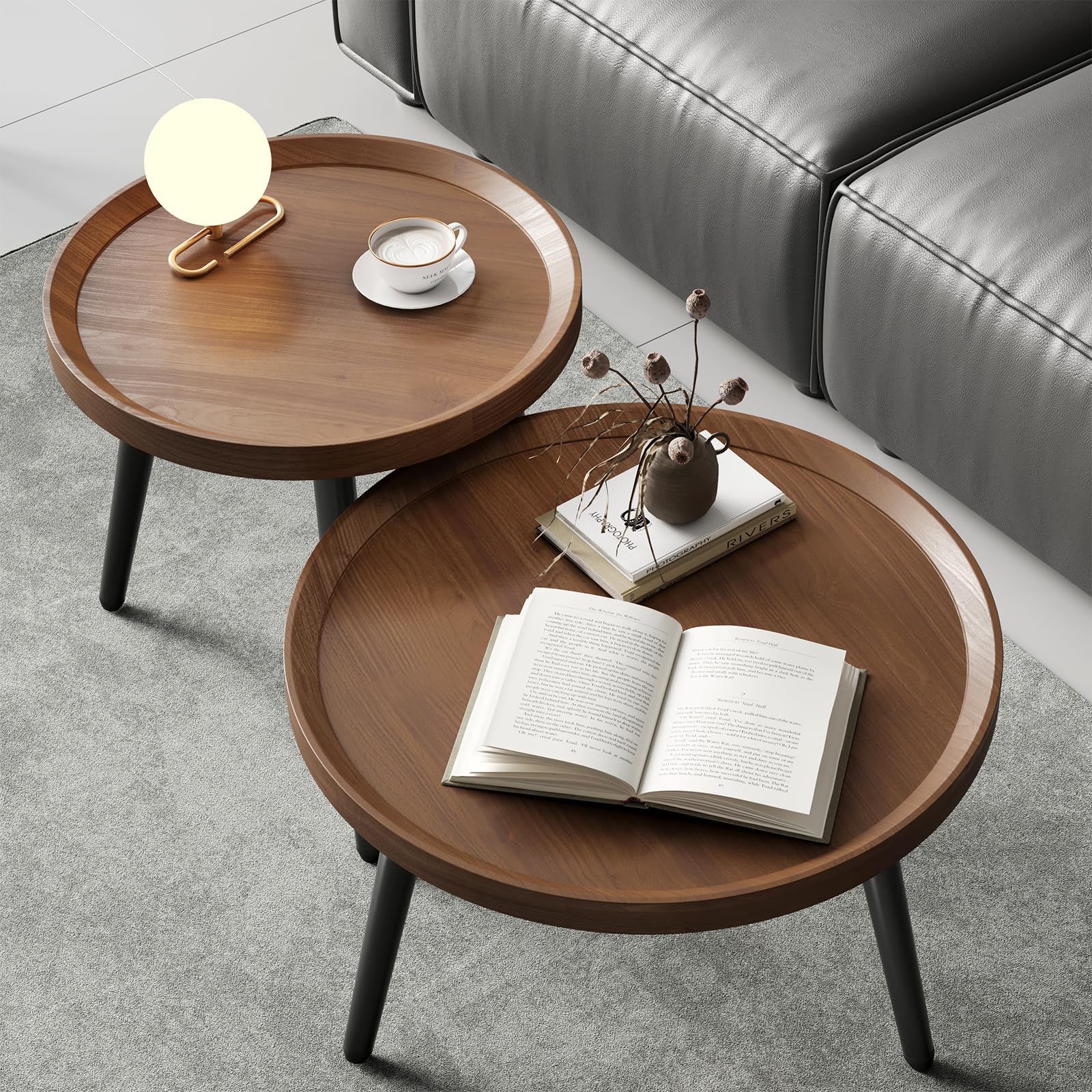 Round Nesting Coffee Table Set