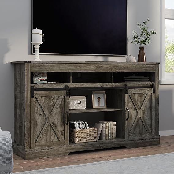 Farmhouse TV Stand with 23" Fireplace for 65+ Inch TV