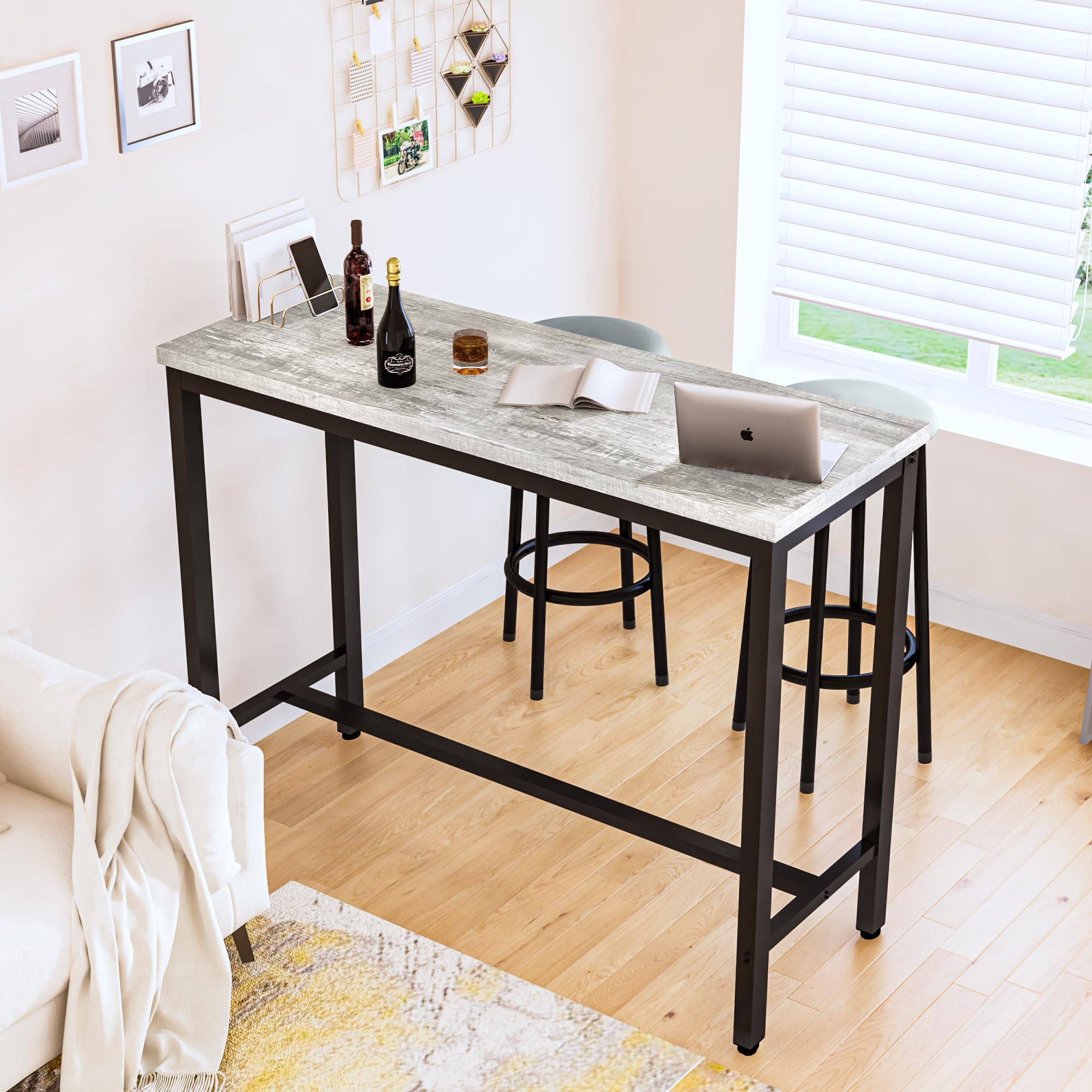 3-Piece Faux Marble Bar Table Set with Upholstered Stools