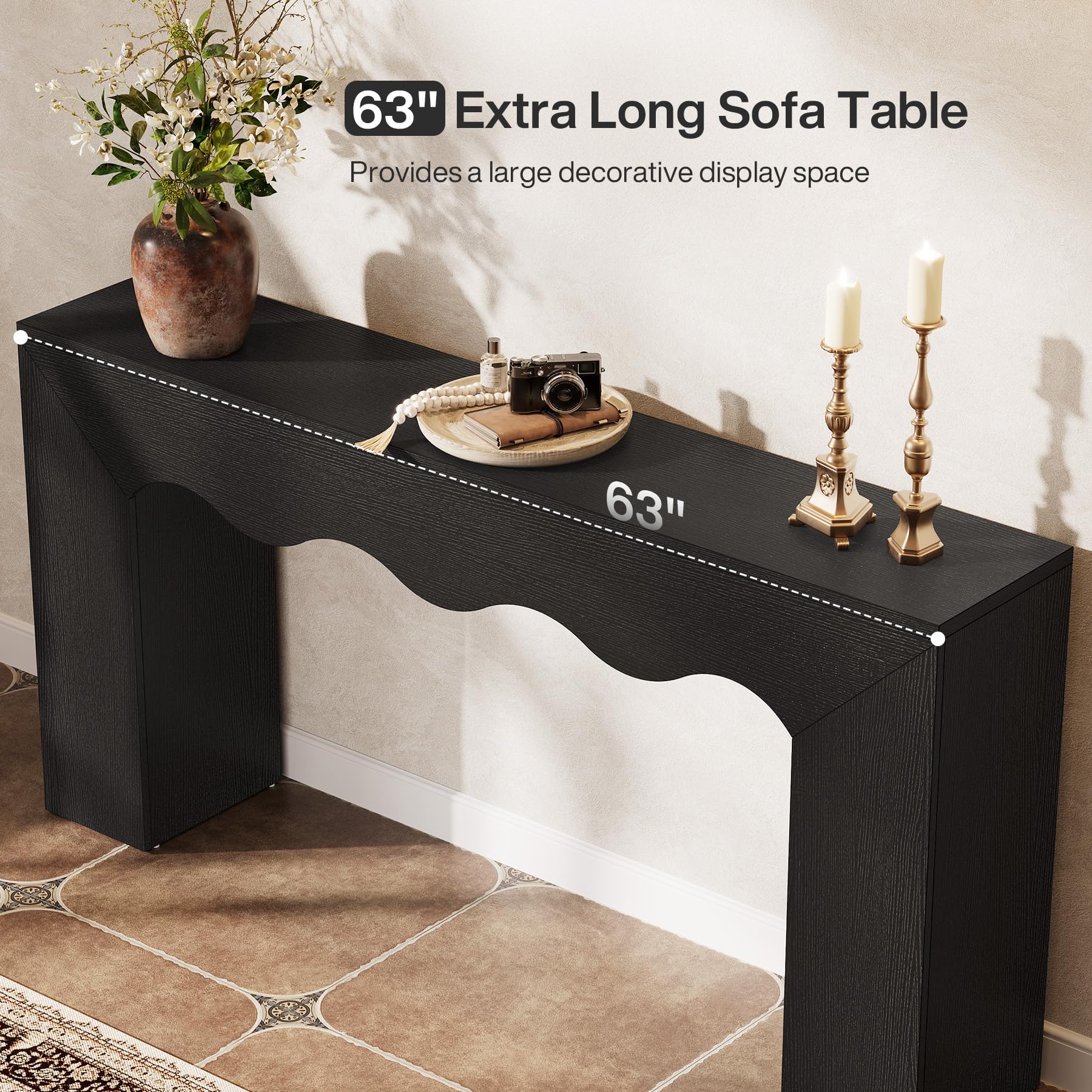 63" Farmhouse Console Table with Storage