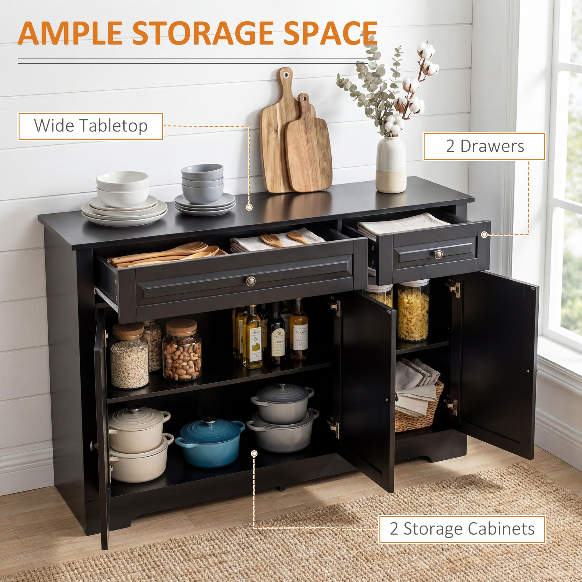 Sideboard Buffet Cabinet with Storage and Adjustable Shelves