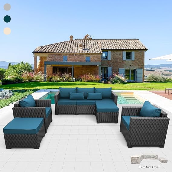 5-Piece Outdoor Wicker Patio Sectional Sofa Set