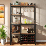 5-Tier Baker's Rack with Power Outlet and Wine Storage