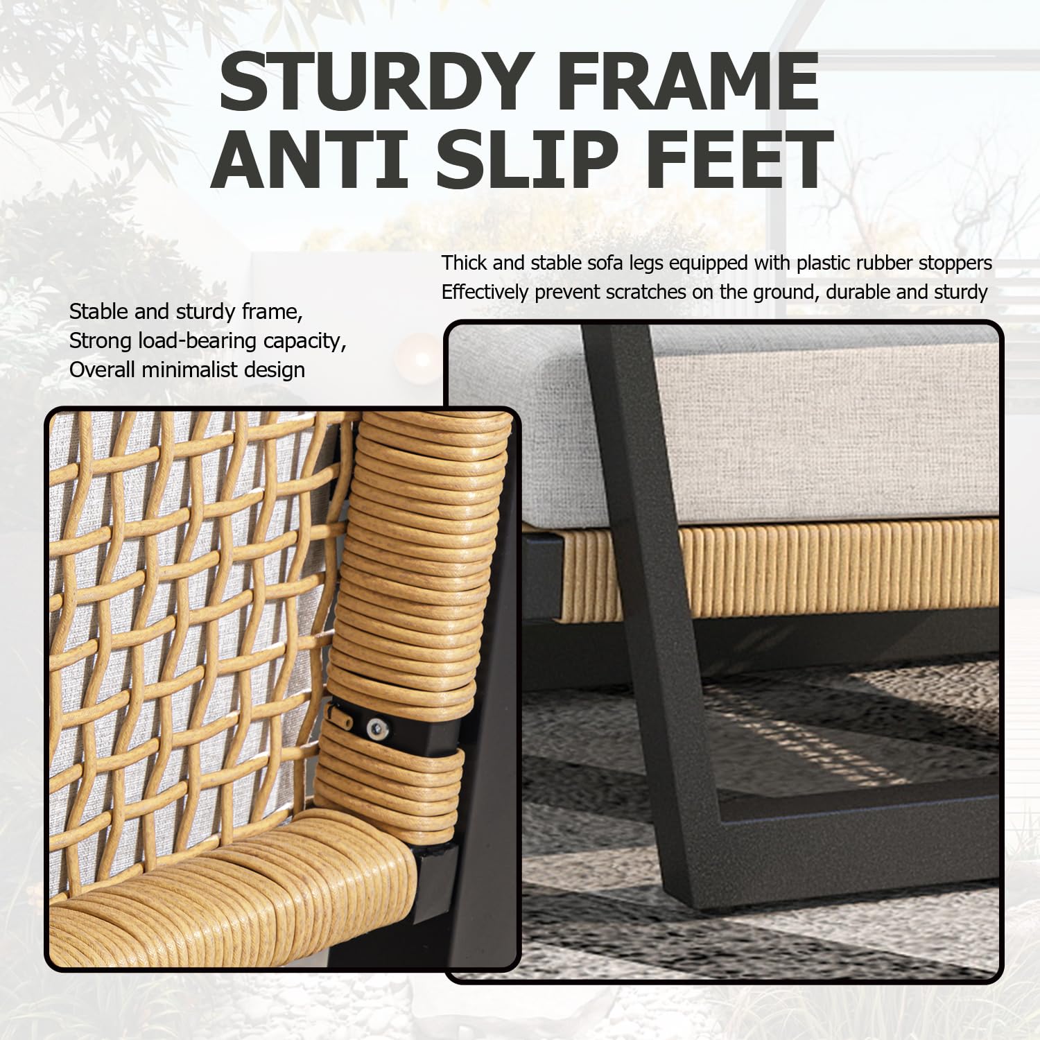 Aluminum Patio Sofa Set with PE Rope Weaving