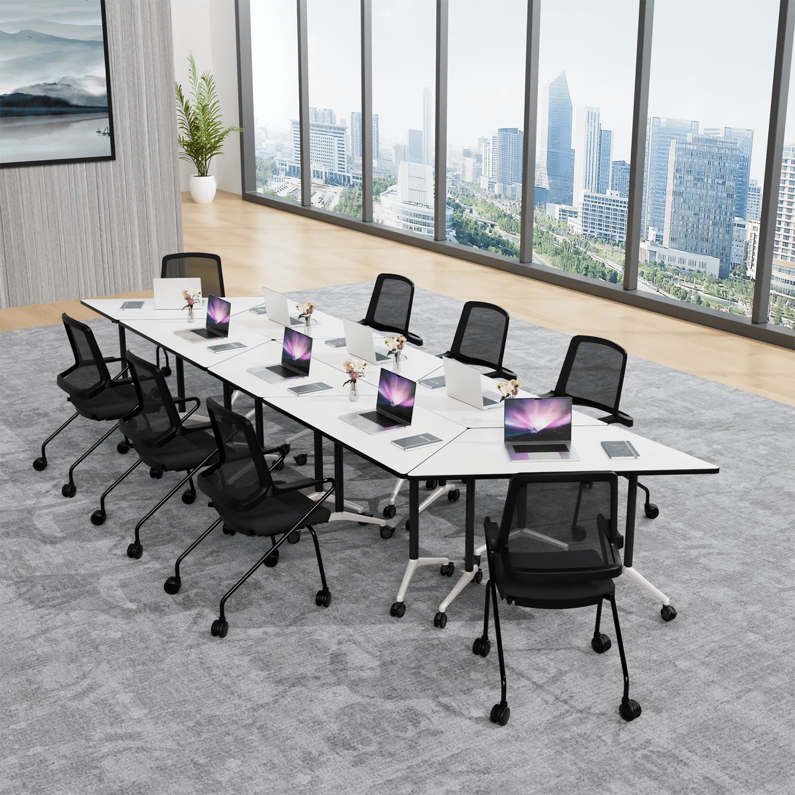 Folding Conference Table with Wheels - Trapezoid Training Table