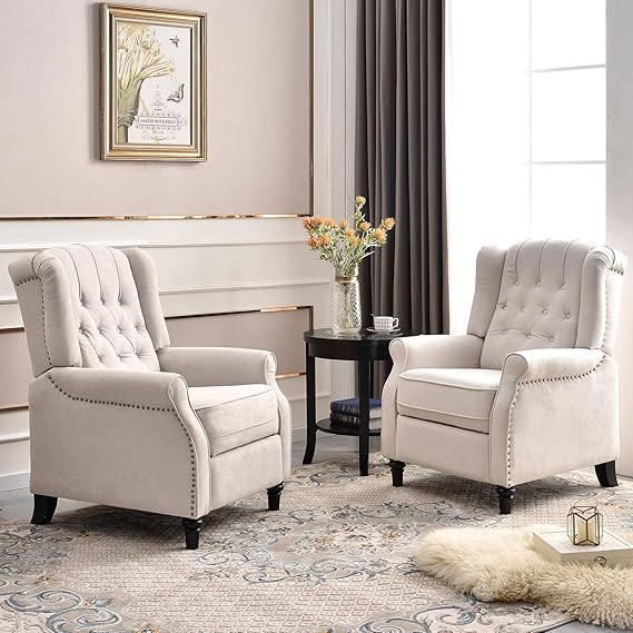 Pushback Recliner Chair with Rivet Decoration