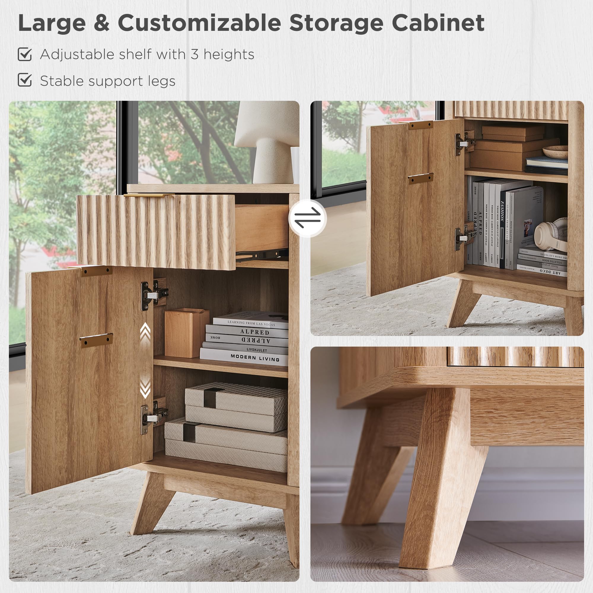 L-Shaped Executive Desk with Charging Station - 60 Inch Natural Oak