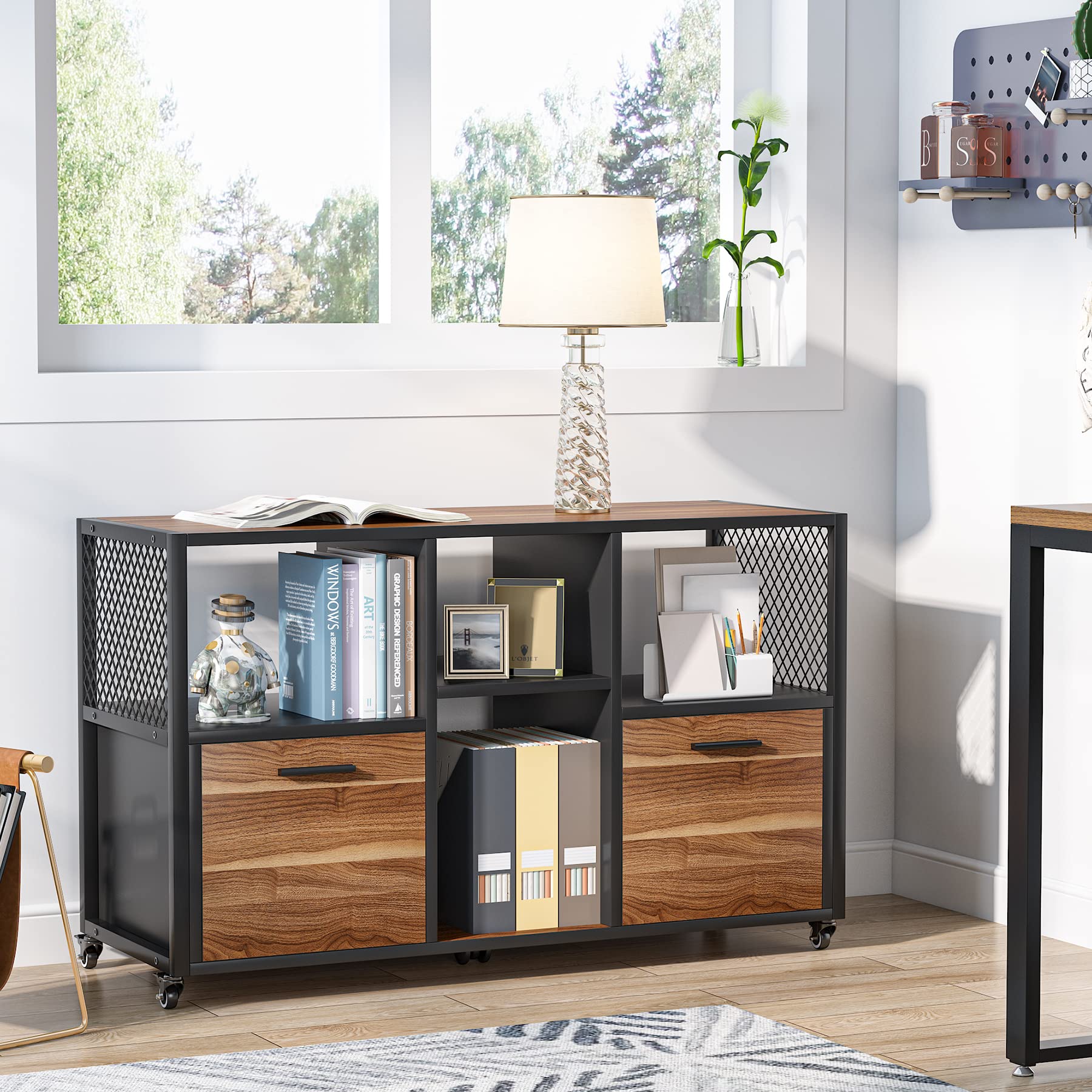 Mobile Lateral Filing Cabinet with Printer Stand