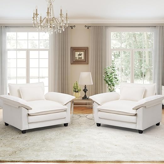 Oversized Chenille Accent Chair with Deep Seat