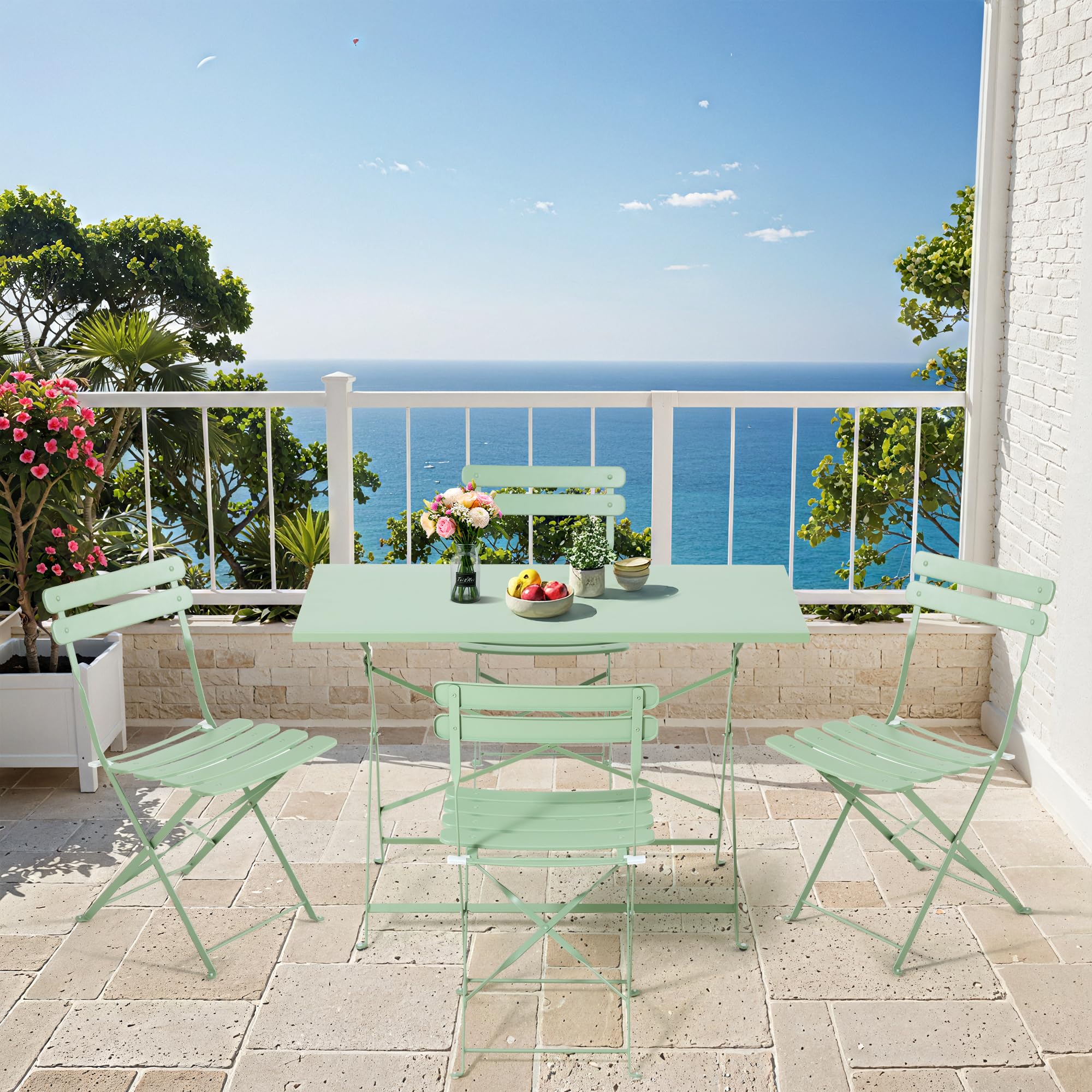 5-Piece Foldable Patio Dining Set - Rectangular Table with 4 Chairs